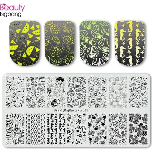 Beautybigbang Nail Art Stamping Plate Set Shell lemon Image Vintage Stainless Steel Nails Art Stamping Template XL-001-XL-043