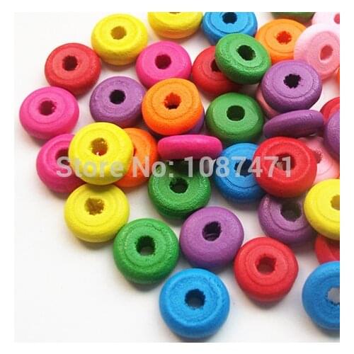 Set of 1000pcs 10x4mm mixed color rainbow tires shape wood beads with a hole for jewelry fitting diy accessories charm pendant