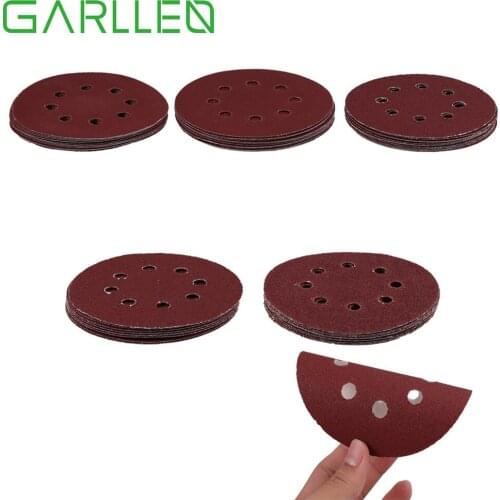 GARLLEN 50pcs 125mm 40-180# Grit 8-hole Sandpaper Grinding Wheels Abrasive Paper for Sander Machine Grinding Machine