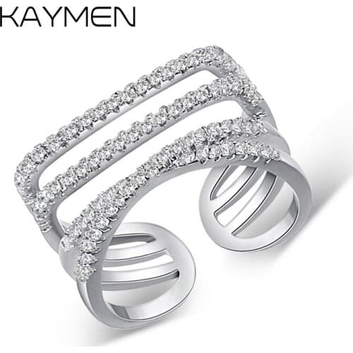 New Fashion Women Wedding Ring Prong Setting Zirconia Resizable Ring Party Jewelry 2 Color RI-03009 Bijoux