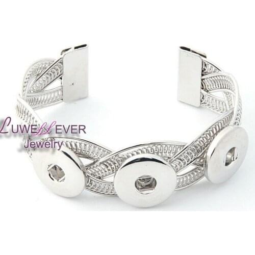 Newest Rock Punk Retro Exaggerated 18mm Snap Button Bracelet Bangle Interchangeable Charm Jewelry For Women Men gift