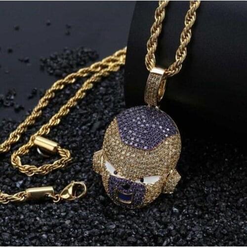 Fashion Personality Colorful Character Zircon Hip Hop Pendant Necklace for Men Jewelry