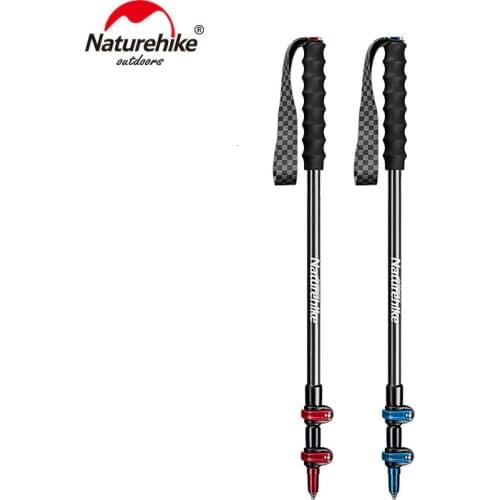 Naturehike 1pcs Lightweight Carbon Fiber Walking Sticks Adjustable External Lock Trekking Poles Hiking Mountaineering Cane