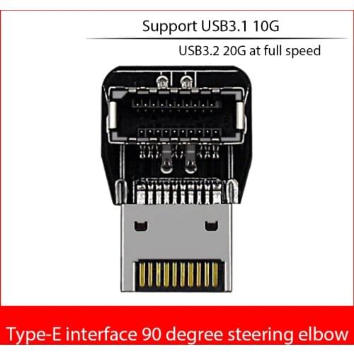 USB Header Adapter 10G 90 Degree Elbow USB 3.1 Front Panel Socket Type-E Converter Adapter for Computer Motherboard