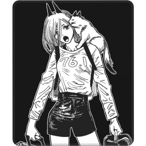 Power And Cat Novelty Mouse Pad Chainsaw Man Manga Denji Devil Anime Antislip Desk Mat Pads Rubber PC Table Decoration Cover