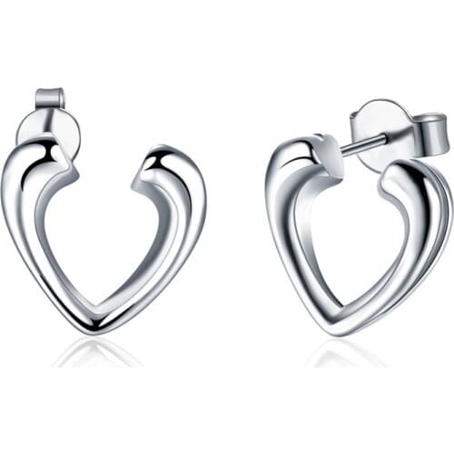 BABYLLNT 925 Silver Classic Heart Stud Earrings For Woman Wedding Engagement Fashion Party Charm Jewelry Gift