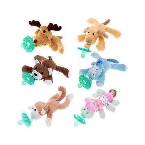 100pcs Newborn Baby Cartoon Nipple Pacifier Toys Cute Infant Silicone Feeding Nipple Pacifiers Baby Animal Cuddly Plush