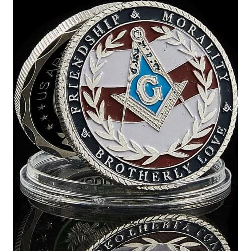USA Masonic Freemasonry Brotherhood Friendship Morality Veteran Round Double Commemorative Coin