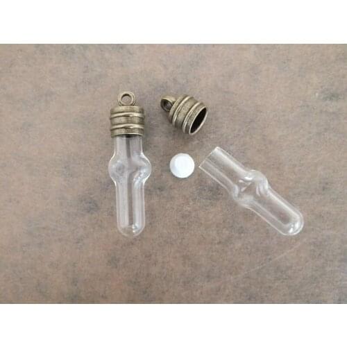 33x8mm Antique cap hollow glass pendant ,Small bottle pendant