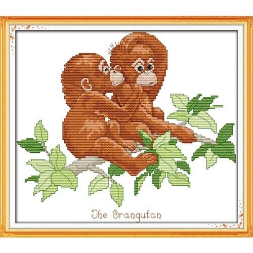 Everlasting Love Orangutan Chinese Cross Stitch Kits Ecological Cotton Stamped Printed 14 11CT DIY New Year Decorations For Home