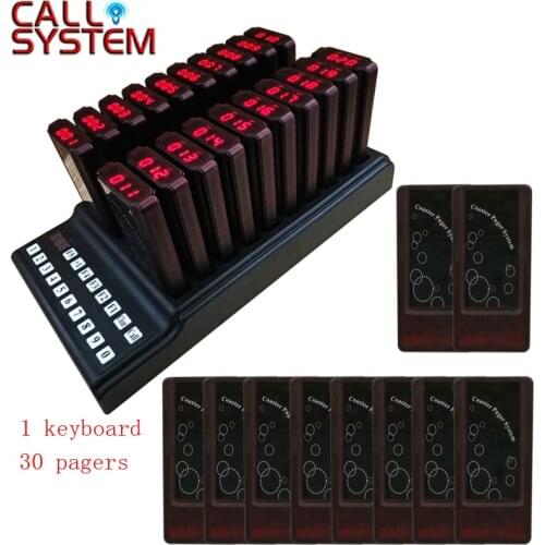 Ycall 30 Pagers and 1 Transmitter Keypad Restaurant Pager Wireless Paging Queuing System Guest Table Calling Coaster Pagers