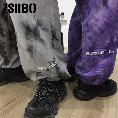Oversize Womens pants Loose Harajuku Street Hip-hop pants Letter pattern tie-dye pants jogger punk size vintage trousers y2k