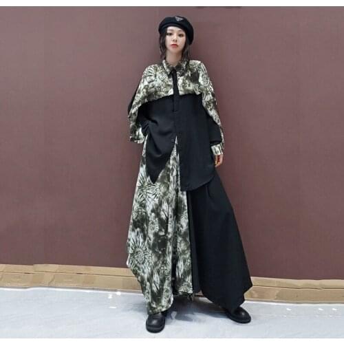 2021 spring autumn women new fashion suit Korean version color matching shirt skirt loose large size female two-piece suit s249