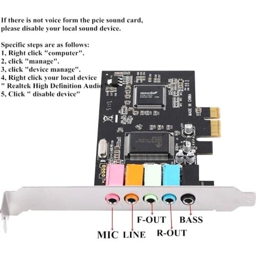 PCIe Sound Card 5.1 Internal Sound Card 3D Stereo PCI-e Card 32/64 Bit PCI Express PC Sound Card CMI8738 Chip