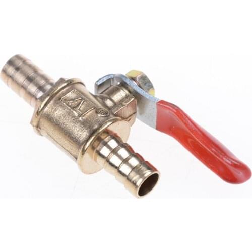 1/4 Hose Barb 6/8/10mm Hose Barb Inline Brass Water Oil Air Gas Fuel Line Shutoff Ball Valve Pipe Fittings