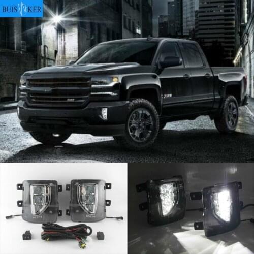 1Pair LED Daytime Running Lights For chevrolet Silverado 1500 2016 2017 2018 DRL Relay Daylight foglamp assembly