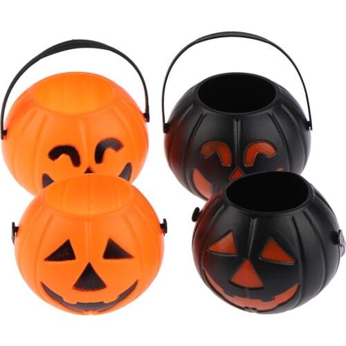 1PC Halloween Party Props Plastic Pumpkin Bucket Trick Treat Cosplay Plastic Decoration Pouch Holder Halloween Decoration