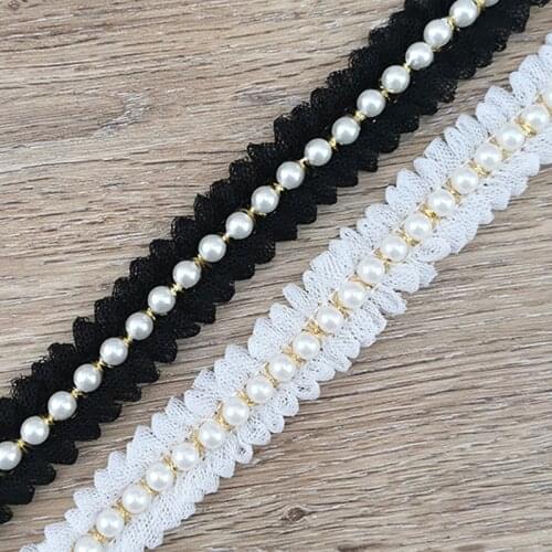 1 Yard/Pack) Pearl Gold Line Decoration Lace Fabric Webbing Wrapping Gift Ribbons Clothing Material Accessories Handmade DIY