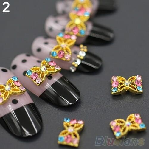 10Pcs 3D Alloy Manicure Glitters Rhinestone DIY Decorations Nail Art Tips Stickers 8WUV