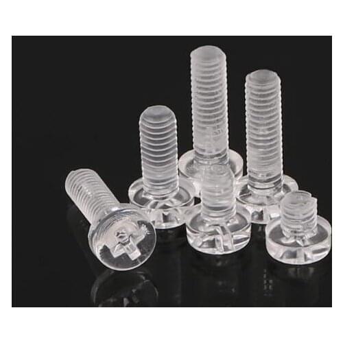100pcs M3 M4 M5 M6 Acrylic Screws Round Phillips Head Screws Nylon PC Clear Transparent Screws with pc Hex Nuts