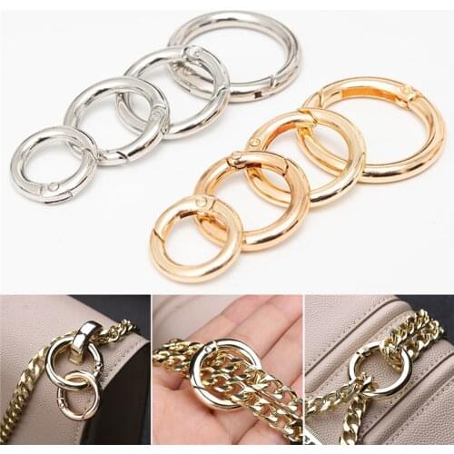 2pcs Metal Spring O-ring Buckles Clips Carabiner Purses Handbags Buckles Round Push Trigger Snap Hooks Carabiner Bag Accessories