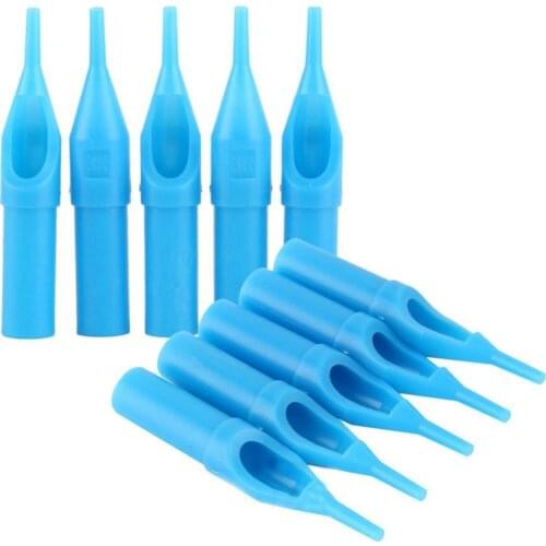 50Pcs Sterile Disposable Tattoo Nozzle Tips Needle Tube Blue Body Art Makeup Tools Tattoo Accesories