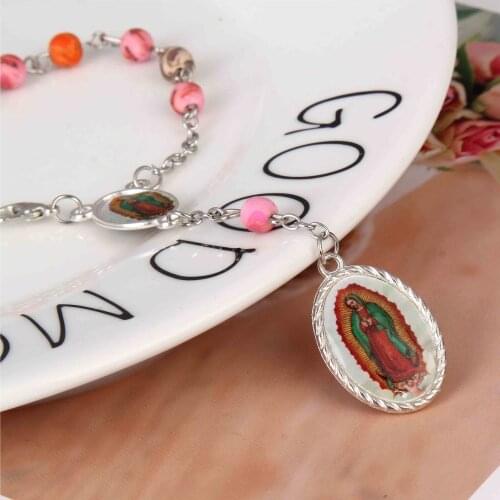 6mm Catholic soft clay cross bracelet charm bracelet jewelry ladies Christian pendant Jesus bracelet soft ceramic beads bracelet