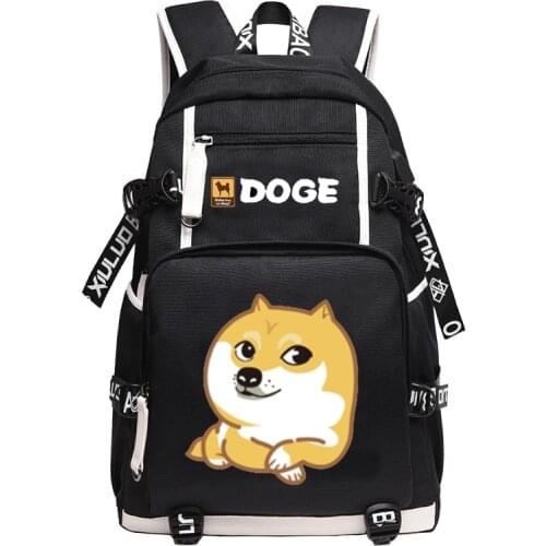 Anime Doge Cute Dog USB Port Backpack Bags Laptop School Travel Book Bags Students Casual Laptop Girls Boys Rucksack Gift