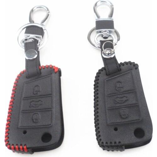 Car Leather Key Case Key Bag Key Cover For Volkswagen Golf 7 MK7 Tiguan Touran 2017 For Skoda Octavia A7 RS For Seat Leon Ibiza