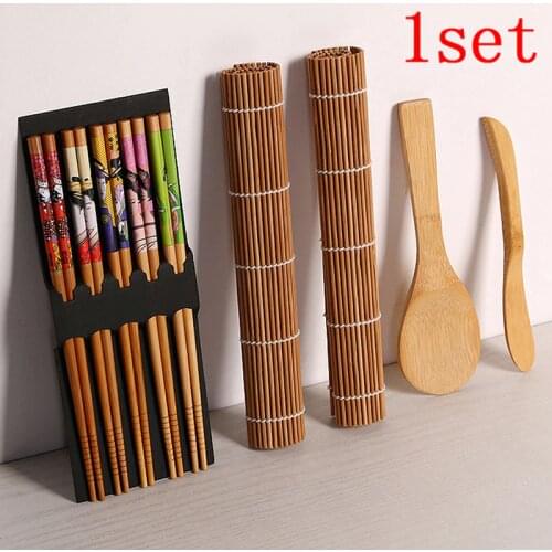 13pcs/set DIY Bamboo Sushi Maker Set Sushi curtain Rice Sushi Making Kits Roll Cooking Tools Chopsticks Spoon Sushi blade