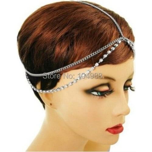 FREE SHIPPING 2014 Style T007 Women Fashion Gold Chains Gold Rhinestone Chains Head Chain Jewelry 2 colors