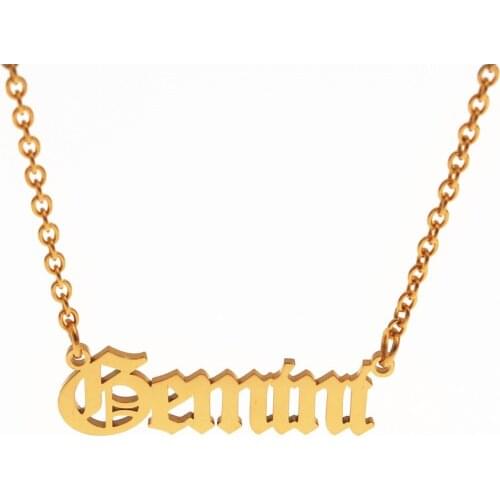 Gold Ketting 12 Zodiac Necklaces Star Signs Choker For Babygirl Gift Vintage Jewelry Old English Letter Collares Para Mujer