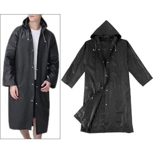 Long Hooded Rain Jacket Waterproof Lightweight Raincoat Windproof Outerwear Coat