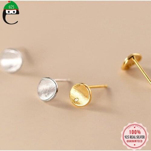 ElfoPlataSi 2021 100% 925 Sterling Silver Sweet INS Geometrically Concave Round CZ for Women Girls Kids Xmas Jewelry Gift DD982