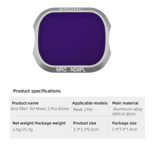 Lens filter ND8 PL/ND16 PL/ND32 PL/ND64 PL for DJI Mavic 2 Pro drone