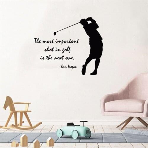 Golfeur Citation Wall Stickers Silhouette Golf Player Wall Decal Vinyl Mural Home Interior Sport Decor Sport Room DW10328