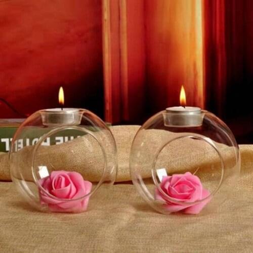 Hot Sale Micro Landscape Ecological Vase Romantic Wedding Dinner Decor Crystal Glass Hanging Candle Holder Candlestick