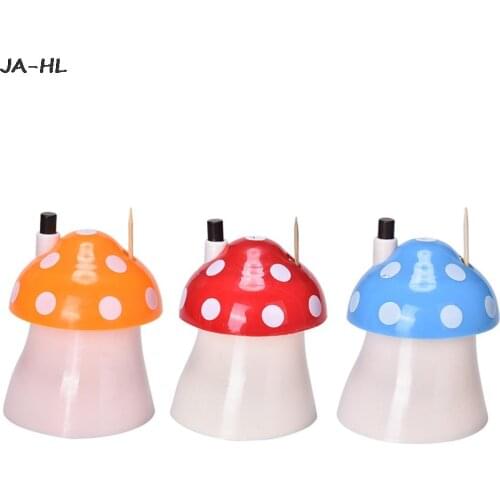 1pc Cute Mushroom Shape MIni Pocket Plastic Automatic Toothpick Holder Dispenser Box Toothpick Case Storage