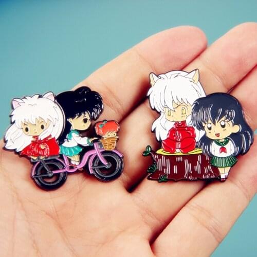 Classic Anime Inuyasha and Higurashi Kagome Enamel Brooch Pin Backpack Jacket Lapel Pins Badges Fashion Jewelry Accessories