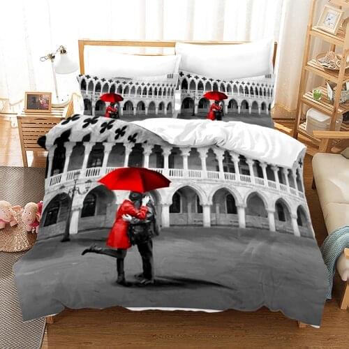 King Queen Lovers Bedding Set Single Twin Full Queen King Size Lover Oil Painting Bed Set Childrens Kid Bedroom Duvetcover 016