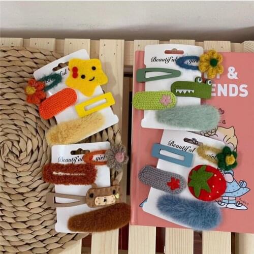 Korean BB Clip Flower Plush Hair Clip Set Girl Heart Fruit Hair Accessories