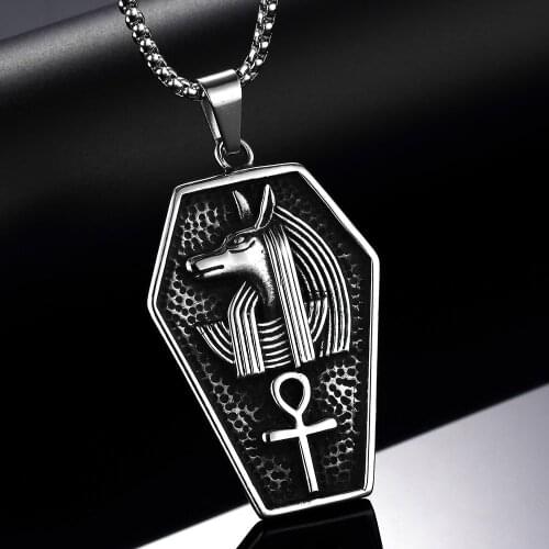 Anubis Jackal God Bull Titanium Steel Pendant Retro Cross Mens Stainless Steel Necklace Jewelry neck chain decoration