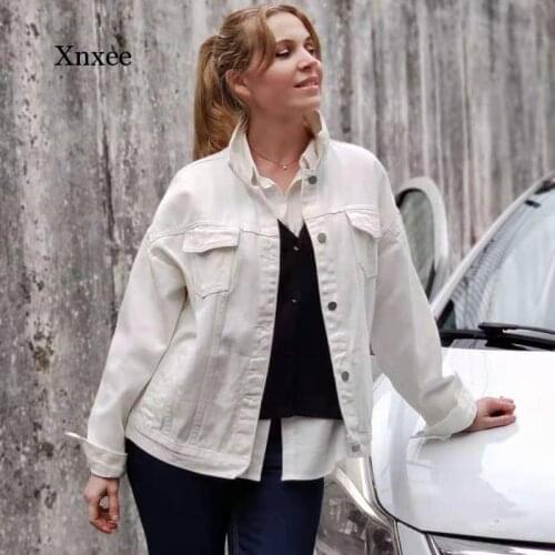2021 New Spring Womens Jacket Jacket Denim Jacket Solid Color Lapel Jacket Women Plus Size