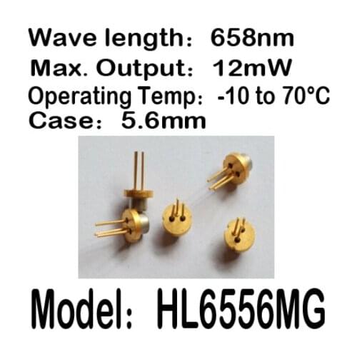 1-20pcs/lot HL6556MG 658nm 12mW 5.6mm -10 to 70C operating temp Laser diode
