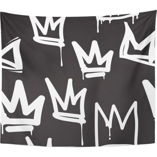 Tags Black and White Graffiti in Hip Hop Street Home Decor Tapestry Wall Hanging for Living Room Bedroom Dorm 50x60 Inches