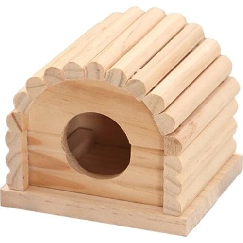 Mini Wooden Hamster House Nesting Habitat Small Animals Natural Wood Play Hut Cottage Chews Toys for Dwarf Hamster Sleep