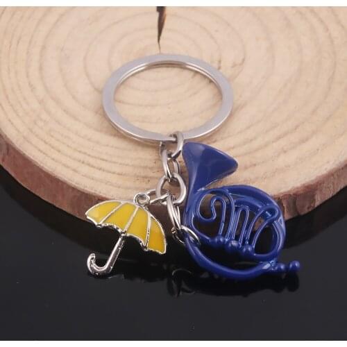 Moive How I Met Your Mother KeyChain Romantic Blue Trumpet Umbrella Metal Keyring For Mothers Day Gift jewelry