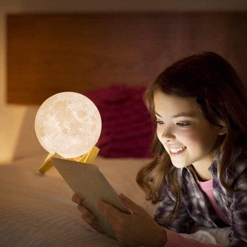 Night Light 3D Print Rechargeable Moon ball Lamp LED Creative Touch Switch For Bedroom DecoratiDecoration Birthday Dropship Gift
