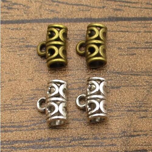 Wholesale Metal Pipe Bails 50PCS/Lot 12×6mm DIY Supplies Perfect For Charm Bracelet Necklace Making 2 Colors Available-RS840