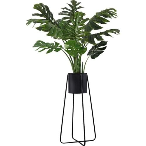 Nordic wrought iron flower stand balcony living room indoor floor vase creative modern minimalist green flower pot flower shelf
